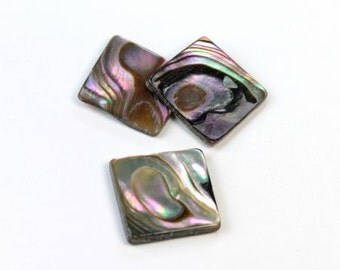 15X15mm Square Rectangle Blush Abalone Shell Cabochon with Flat Back and Flat Dome--sold as batch of 2 cabochons