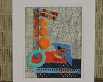 Oriole Original Mixed Media Collage Art