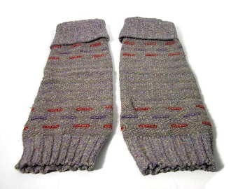Vintage Leg Warmers Gray Leg Warmers Vtg Boot Liners Boot Cuffs Vtg Dance Wear Gray Purple Red White Acrylic Leg Warmers Retro Leg Warmers