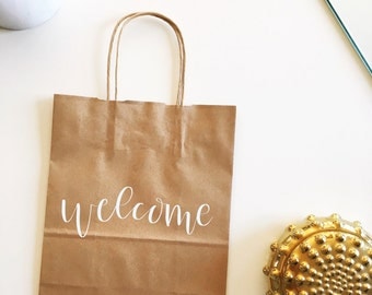 Custom gift bag, welcome bags, personalized paper bags, bridesmaid bags, welcome wedding bag, custom kraft welcome bag, wedding favors