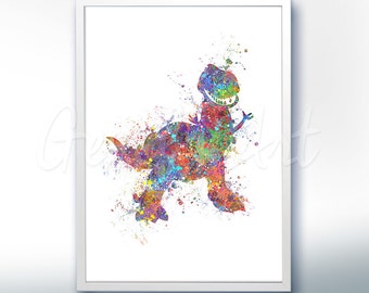 Disney Pixar Toy Story Rex Dinosaur Watercolor Poster Print - Watercolor Painting - Watercolor Art - Kids Decor- Nursery Decor