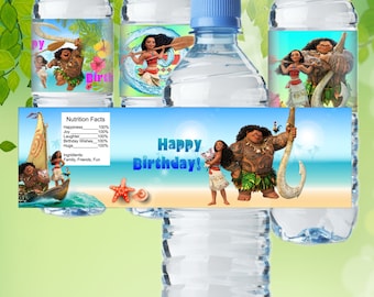 Moana Inspired Water Bottle Label Moana Bottle Label Moana Water Bottle Label Moana Birthday Party Moana Party Supplies Moana Label Moana