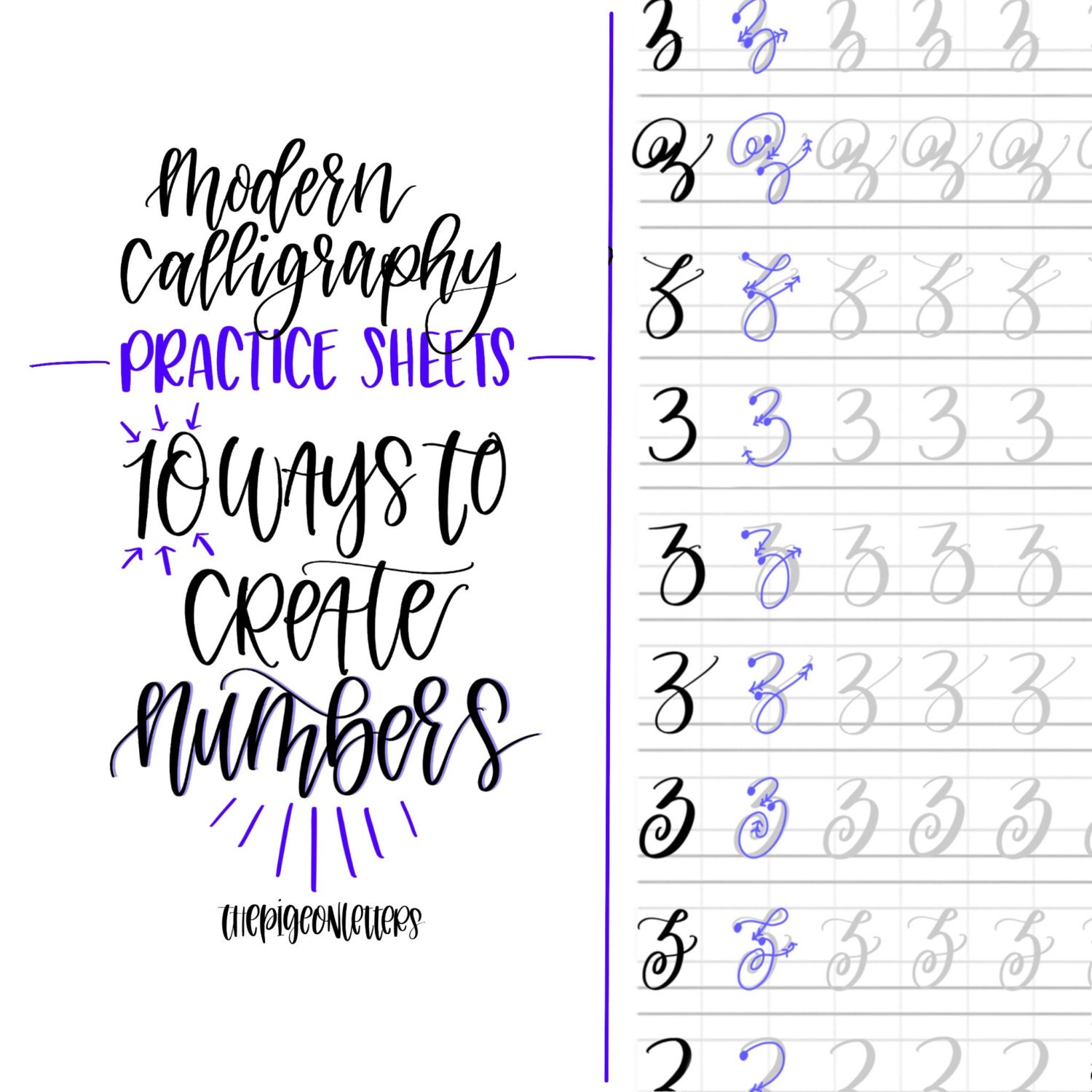 modern calligraphy practice sheets 10 ways to create numbers