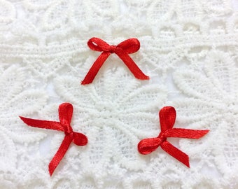 Bright Red Satin Bows (25/ 50/ 100 pcs), Silky Tiny Gift Bows, Small Ribbon Bows, Red Craft Ribbon, Multi Purpose Bows, Bows Embellishment