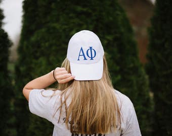 White Greek Hat | White Hat | Sorority Hat | White Greek Cap | White Ball Cap | Ball Cap | Travel Hat | White Sorority Hat