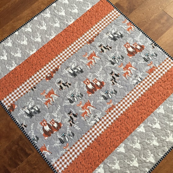 Baby Boy Quilt Woodland Animals Deer Bears Raccoons