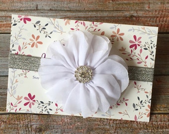 White Baby Headband, White Headband, Baptism Headband, Christening Headband Baby Headband, Girl Headband, Infant Headband, Newborn Headband