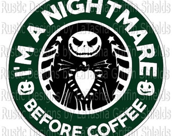 Nightmare Before Coffee / Starbucks Logo / SVG & DXF / Digital File / Jack Skeleton / Halloween