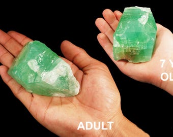 Emerald Green Calcite 2 1/2 Inch 4-7 Oz Rough Rocks and Minerals Heart Chakra Healing Crystals and Stones Raw Natural Mineral Specimen