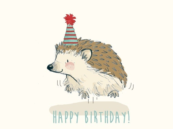 Greetings Card Happy Birthday Hedgehog