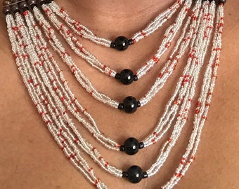 MultiStrand Statement necklace Tribal Necklace, Statement Necklace, Rope Necklace, African Jewelry, African Necklace, African Fashion