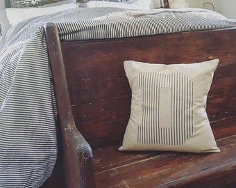 Ticking Monogram Pillow Cover