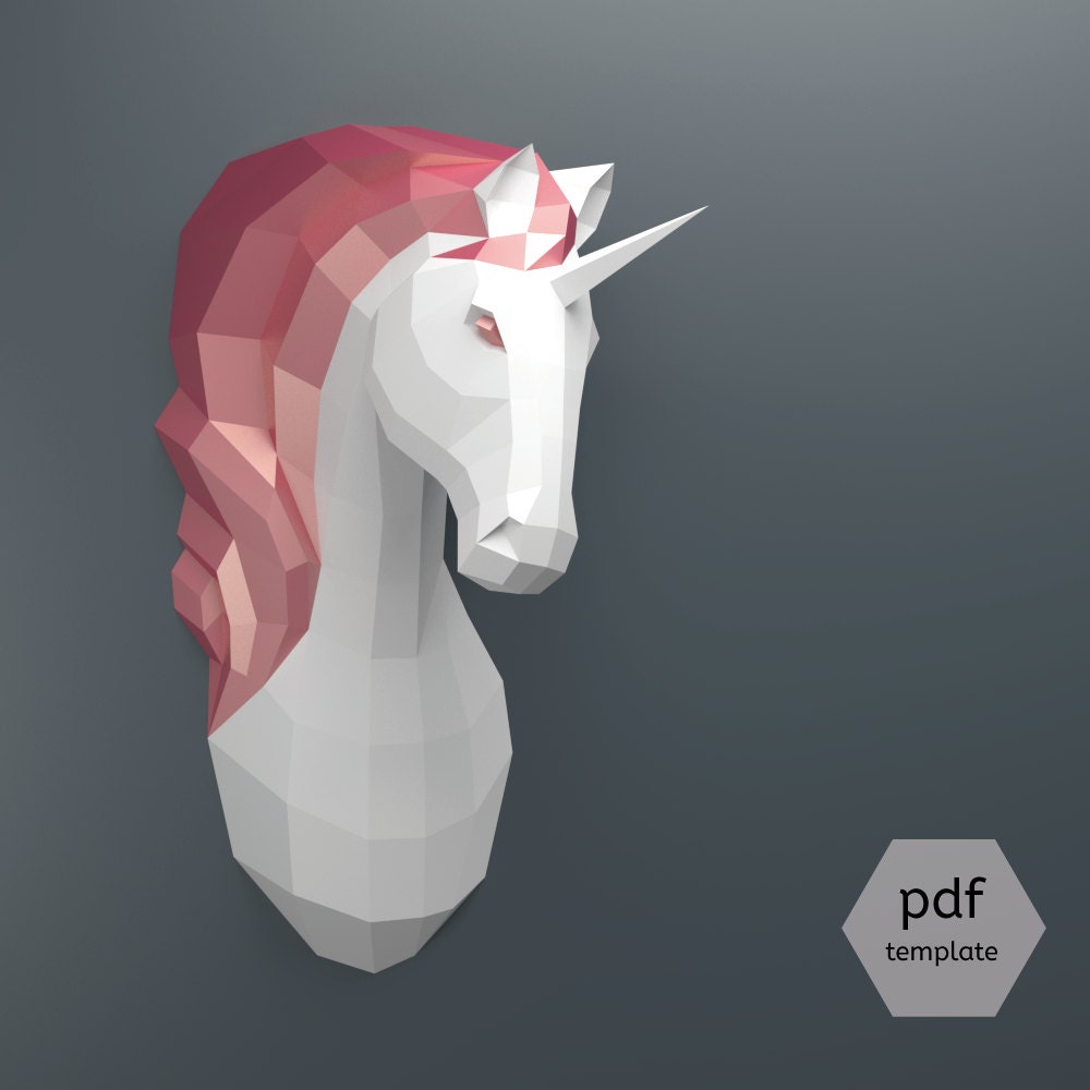 Free Papercraft Template Printable 3d Unicorn Head Template