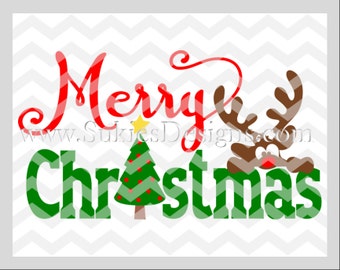 Merry Christmas SVG, DXF, PNG Files for Cricut and Silhouette cutting machines Christmas svg, Reindeer svg file, Christmas svg designs