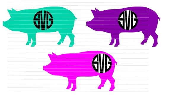 Download Pig SVG Pig Monogram SVG Farm SVG Cricut Silhouette Digital