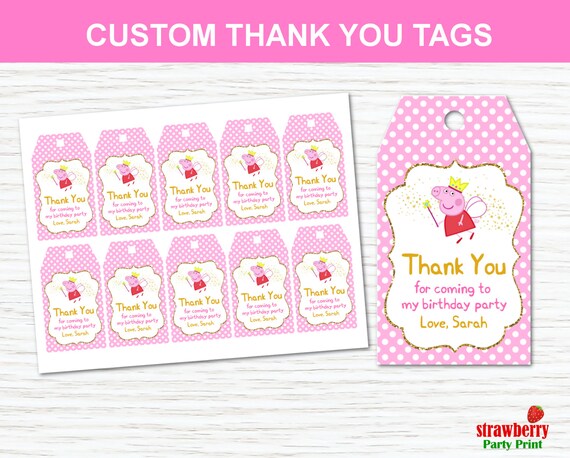 peppa pig thank you tags peppa pig favor tags peppa pig