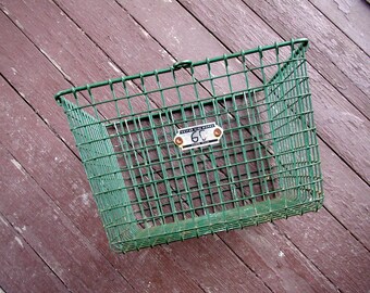 Industrial Metal Wire Storage Bin With Number Tag Vintage Locker Basket Stacking Crate Kaspar Wire Works SALE!