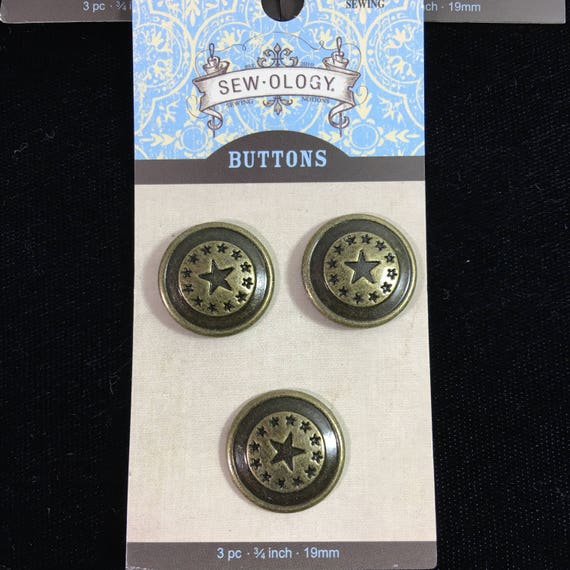 Lot of 3 Cards of Shank SewOlogy Buttons / set of 9 / bronze metallic