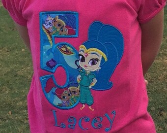 Shimmer and Shine Birthday Shirt Custom Embroidery Shirt