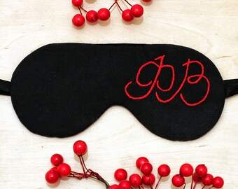 Personalized sleep mask, Initials hand embroidery eye mask, Customized gift for him her, unisex gift, cotton sleep mask, Sleeping mask