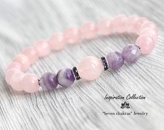 8mm Rose quartz bracelet|Gift|for her|Gemstone Bracelet|Bead Bracelet Women|Rose quartz Gemstone Jewelry|Womens gift