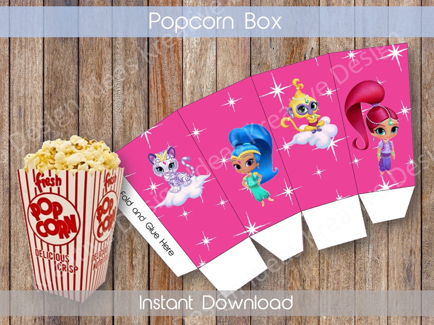 Shimmer and Shine Small Popcorn Box Printable Shimmer and