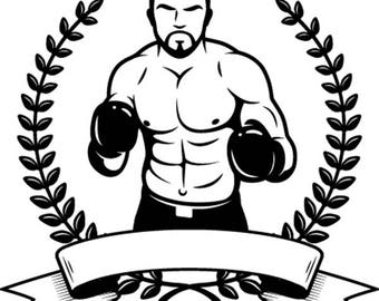 Boxing Logo #1 Boxer Gloves Ring Fight Fighting MMA Ribbon .SVG .EPS Instant Digital Clipart Vector Cricut Cut Cutting Download Printable
