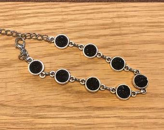 Black Druzy Bracelet - Drusy Bracelet - Adjustable Bracelet - Black Jewelry - Formal Bracelet - Boho Chic - Trend Jewelry