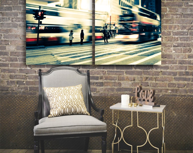 Abstract cityscape blurred background canvas wall art, night art, bokeh cityscape, blurred cityscape, blurred night city art