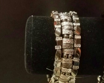 Black and silver 3 strand Bracelet