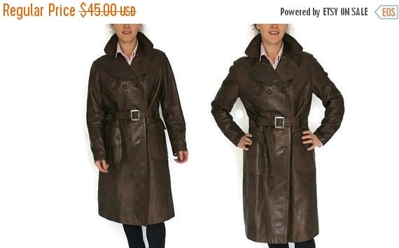 MOVE20 Long chocolate brown leather coat jacket 80s Motorcycle Punk Steampunk Long Leather Coat Retro Leather Disco Era Jacket Howard's Leat by RelluFindsVintage steampunk buy now online