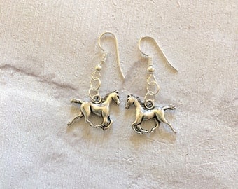 Horse Earrings, Silver Horse Earrings, Cow Girl Earrings, Horse Rider Earrings, Western Earrings, Gift for Horse Lover, Equestrian Earrings.