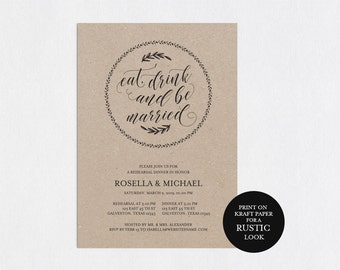 Rehearsal Dinner invitation template, rehearsal printable, modern, invitation templates, wedding rehearsal, pdf instant download, WPC_68SD3A