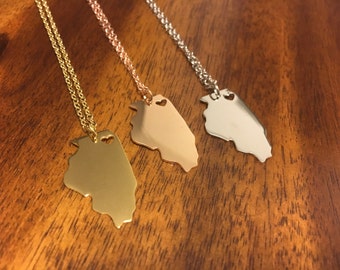 Illinois Necklace - Illinois Pendant - Illinois Charm - Illinois Outline - Illinois Jewelry - Chicago Necklace - Illinois - Chi