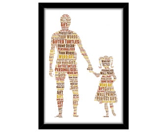 PERSONALISED Father & Daughter Word Art Print Gift Idea Birthday Dad Daddy Little Girl Child Kids Grandfather Grandad Uncle Family Love Home