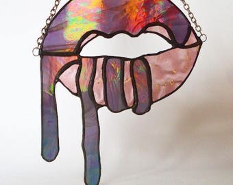 Kylie Jenner lip kit inspired stained glass leadlight.