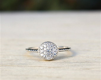 covered with cubic zirconia 925 sterling silver coin rings