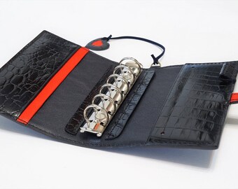 hand stitched leather binder - rustic crocodile,refillable planner, pocket planner, notebook,leather binder, handstitched,leather planner