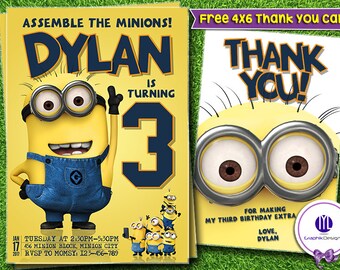 Minion Birthday Invitations | Minion Invites | Minion Printable | Minion Invitation | Minion Ideas | Minion Birthday Card | Minion