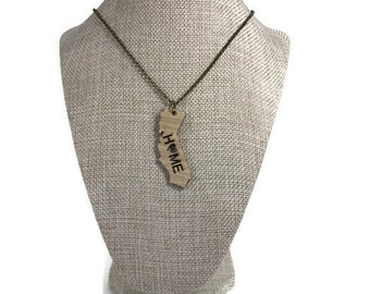 California Necklace - California Pendant - Wood Necklace - Cali Girl - California Home Necklace - Rustic Jewelry - Laser Cut Necklace