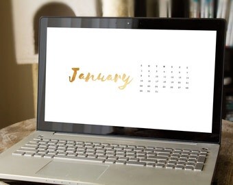2017 Desktop Wallpaper Calendar Digital Download | Monthly Gold Foil Calendar