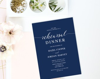 Printable Wedding Rehearsal Dinner Invitation Template, Navy Wedding, Rehearsal Dinner Invite, Editable PDF, Instant Download #SPP008rrd