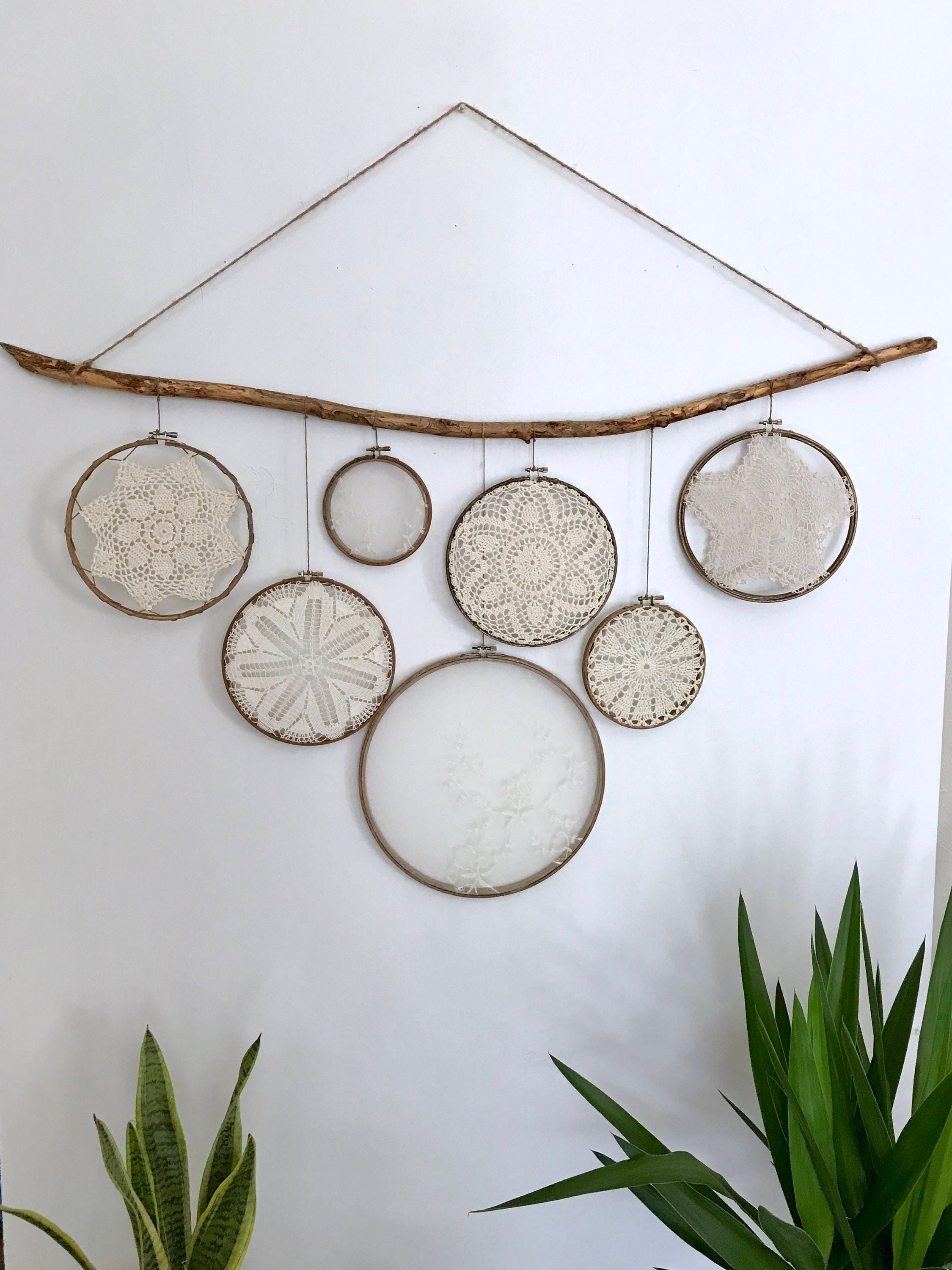 Large vintage doily wall hanging