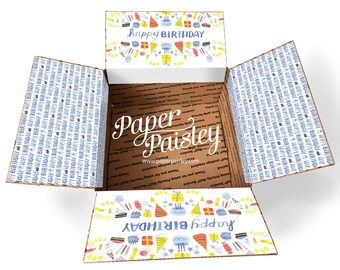 Care Package Sticker Kit - Happy Birthday White/ Birthday Care Package/Military Care Package/ Missionary Care Package/ Packaging Box
