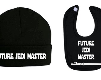 Future Jedi Master Star Wars Inspired Beanie Hat and Bib Set Baby Clothes Baby Bibs Baby Shower Gifts Baby Star wars new baby gifts bib hat