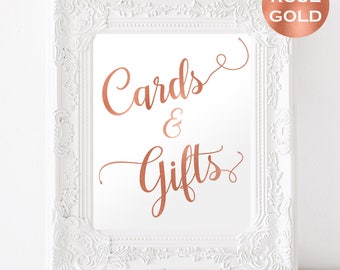 Rose Gold Cards and Gifts PDF - Rose Gold Wedding - Reception Sign - Gifts Wedding Sign - Wedding - Downloadable wedding #WDH8121225
