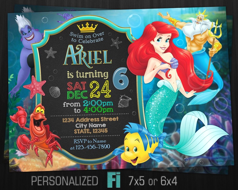 Little Mermaid Invitation Little Mermaid Birthday Party