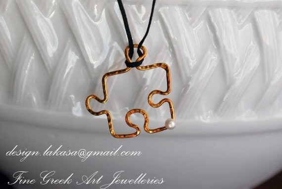 Puzzle Necklace Sterling Silver Gold-plated with Pearl Jewelry Lakasa e-shop Best gifts ideas for her birthday anniversary for ever friends