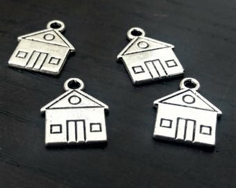 4 House Charms | Silver House Charm | House Pendant | Home Charm | Silver Home Charm | Bangle Charm | Ready to Ship from USA | AS338-4