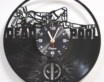 DEADPOOL Vinyl Record Clock Deadpool Wall Clock Marvel Wall Art Deadpool Decal Kids Room Decor Deadpool Art Marvel Clock Children Decor